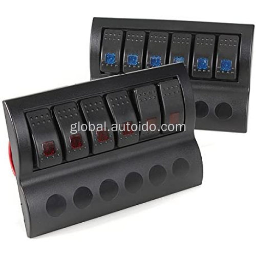 Boat Switch Panel Marine  6-Way Rocker Switch Panel With Fuse Circuit Protection Factory